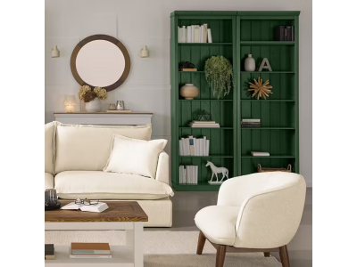 KIT COM 2 ESTANTES EM MADEIRA MACIÇA – NA COR VERDE | COLEÇÃO BIBLIOTECA